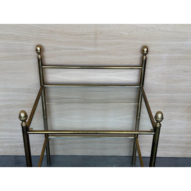 Pair of Early 20th Century Italian Bronze and Glass with Nightstands with Crest For Sale - Image 4 of 18