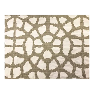 Duralee Laura Kirar Fabric Faux Silk Cotton Rustic Embroidered Off White Taupe Ecru Fabric