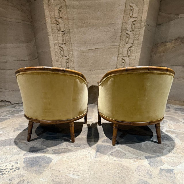 Mid-Century Modern 1960s Faux Bamboo Lounge Chairs Century Furniture Hickory Nc For Sale - Image 3 of 12