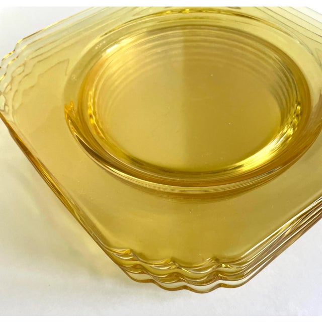 Yellow Early 20th Century Set of 12 Yellow Depression Era Glasses and Plates For Sale - Image 8 of 13