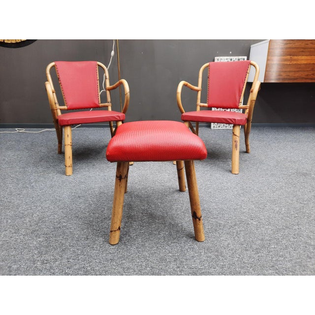 Mid-Century Bamboo Seating Set, 1950s, Set of 3 For Sale - Image 15 of 16