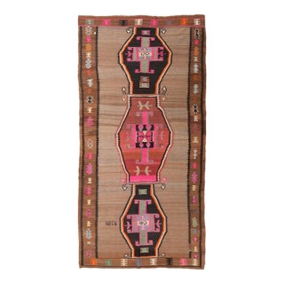 Large Vintage Turkish Kars Kilim Rug - 6`3″ X 12`10″ For Sale