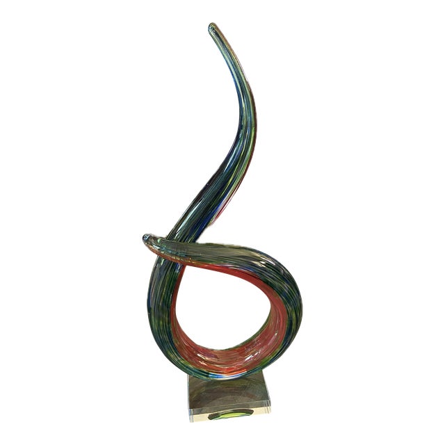 Vintage Murano Attributed Blue, Green & Red Love Knot For Sale