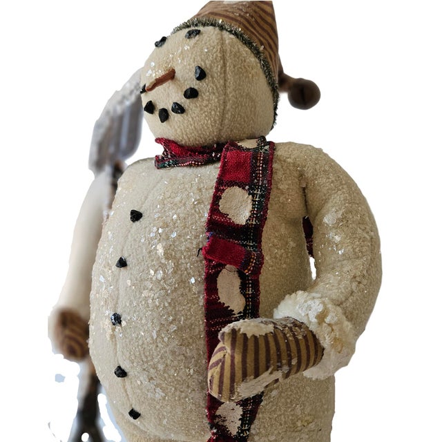 Vintage Large-Scale Primitive Folk Art Snowman Figurines by Cody Foster - Set of 3 For Sale - Image 12 of 18