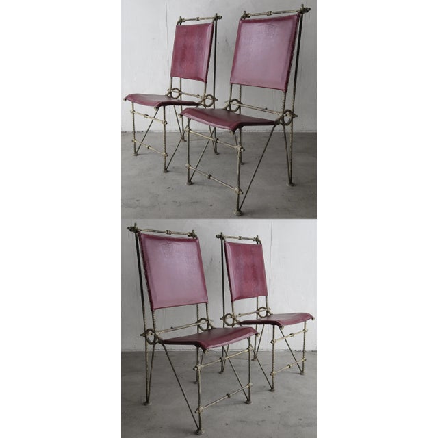Ilana Goor Handwrought Metal and Leather Dining Chairs For Sale - Image 11 of 11