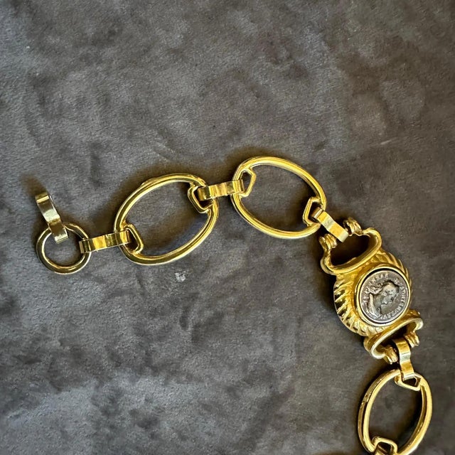 Bulgari A 1990s Costume Jewelry Gilt Metal Coin Bracelet in the Manner of Bulgari For Sale - Image 4 of 10