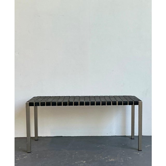 Vintage Ralph Lauren Woven Leather Bench For Sale - Image 14 of 15