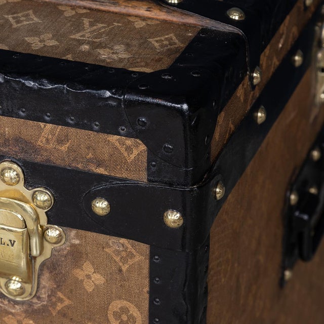 Antique Malle Haute Trunk in Woven Canvas from Louis Vuitton, France, 1900s For Sale - Image 15 of 18