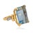 14k Retro Period ring with approximate 11.00 carat aquamarine and 6 accent diamonds. 6.70g