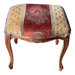 Vintage Louis XV Carved Bench Stool For Sale