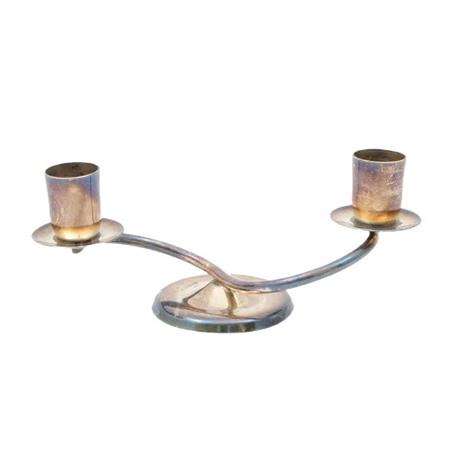Danish Silver-Plated Candleholder from Berg, 1960s For Sale