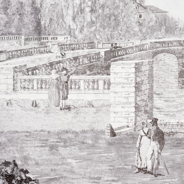 Schumacher X Carl D'Aquino Promenade 4 Panel Set In Grisaille For Sale In New York - Image 6 of 6