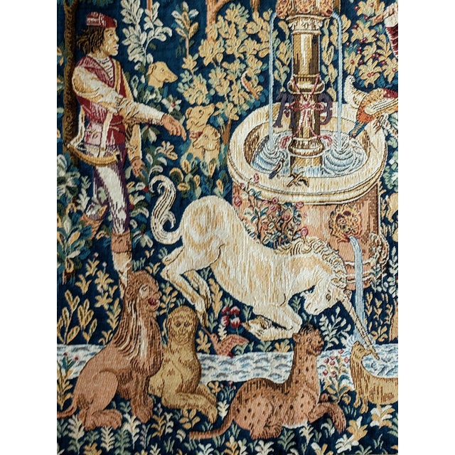 Late 20th Century Late 20th C. Vintage French Goblys "La Licorne À La Fontaine" Unicorn Tapestry For Sale - Image 5 of 16