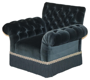Chelsea Butterfly Black Velvet Chesterfield Armchair from George Smith