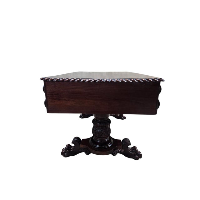 Antique Empire Carved Mahogany Partner’s Desk For Sale In Chicago - Image 6 of 6