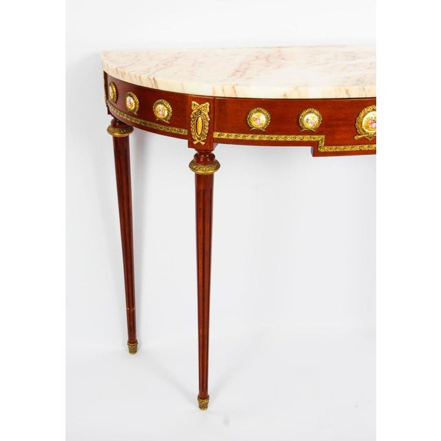 Brown Ormolu & Porcelain Mounted Console Table & Mirror by Epstein, 20th Century, Set of 2 For Sale - Image 8 of 18