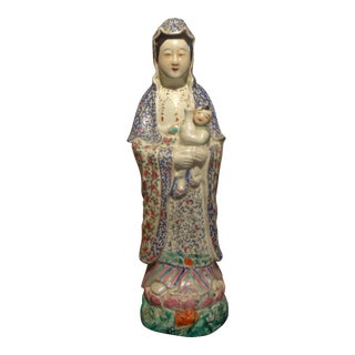 Late 19th or Early 20th Century Hand Decorated Chinese Porcelain Figure For Sale