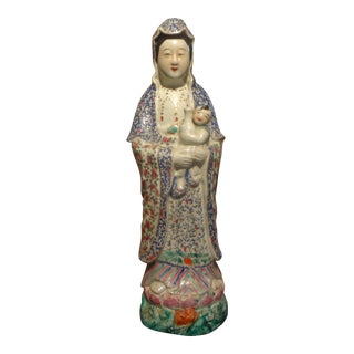 Late 19th or Early 20th Century Hand Decorated Chinese Porcelain Figure For Sale