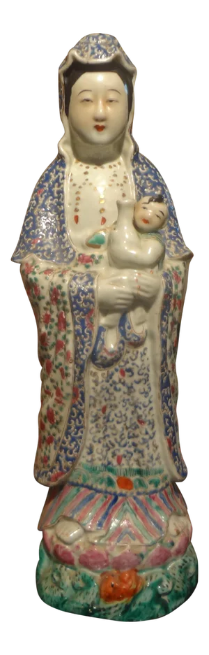 Late 19th or Early 20th Century Hand Decorated Chinese Porcelain Figure
