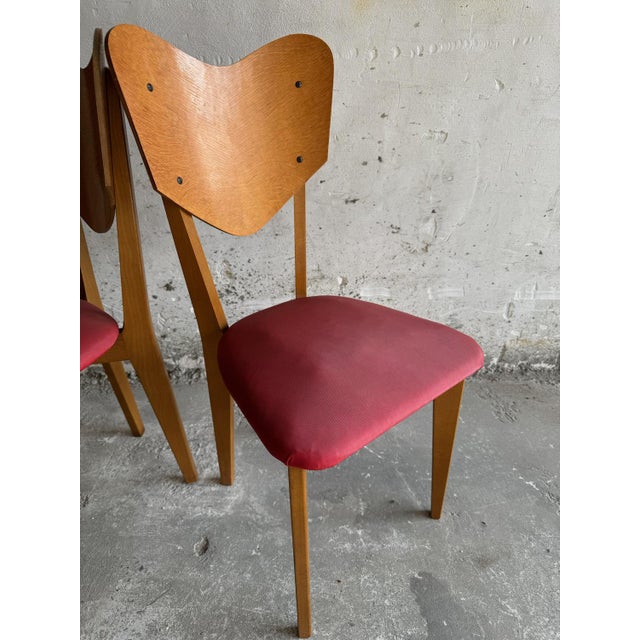 Mid-Century Modern Heart Model Chairs by René-Jean Caillette, 1950s, Set of 6 For Sale - Image 3 of 16