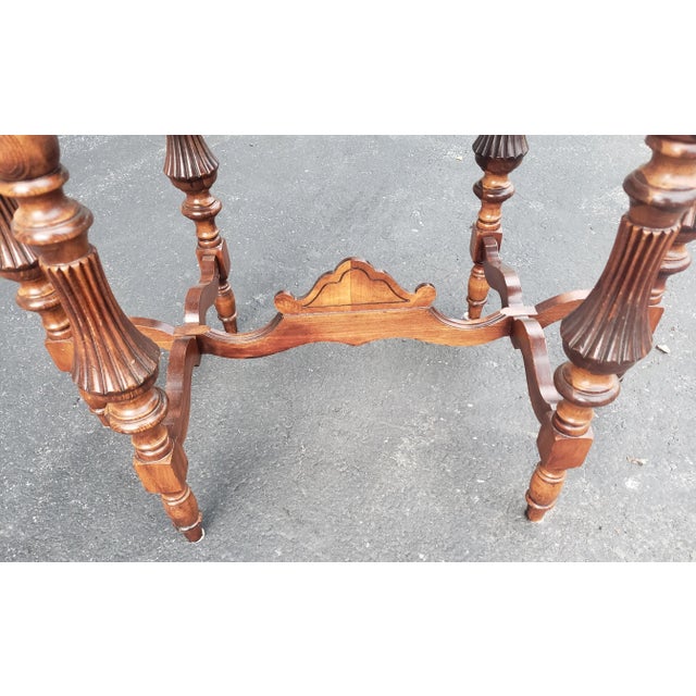 Brown 1930s Edwardian Refinished Mahogany and Burl Walnut Banded Top Console Table For Sale - Image 8 of 12