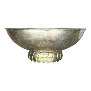 Vintage Boho Hammered Silverplate Bowl For Sale