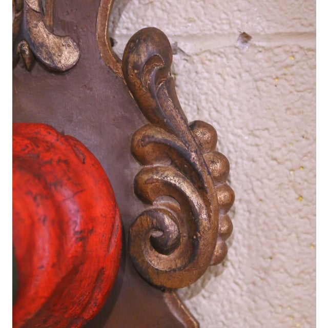 Red 20th Century Italian Carved Polychrome Figural Arm Form Wall Sconces, Set of 4 For Sale - Image 8 of 10