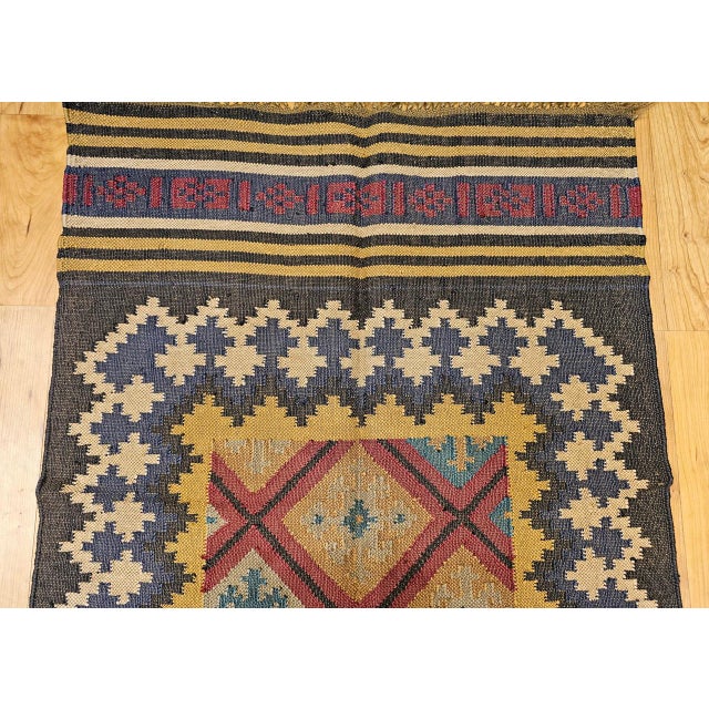 Mid 20th Century Vintage Turkish Tribal Runner, Flat-Woven Wool, Allover Geometric Patterns, 3’ x 10’ For Sale - Image 5 of 11