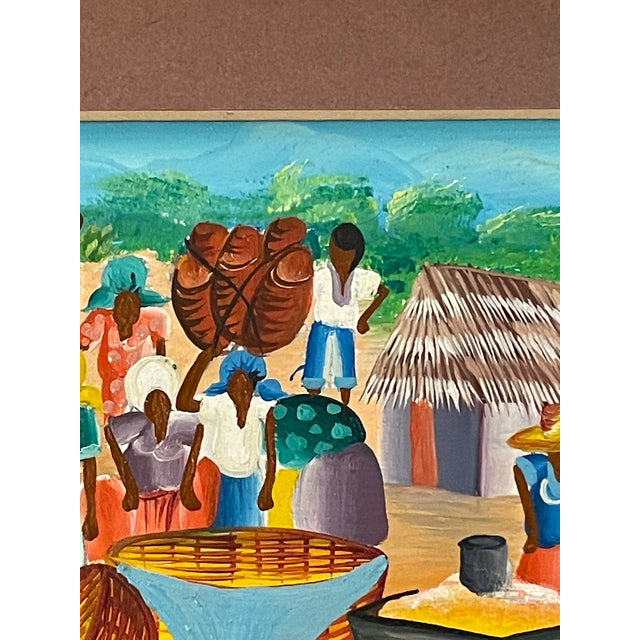 1980s Haitian Miniature Oil Signed Framed Matted For Sale - Image 4 of 11