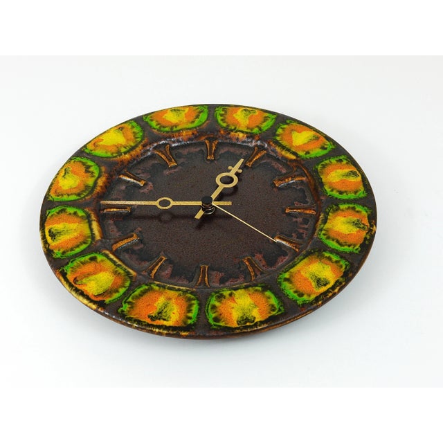Mid-Century German Brutalist Enameled Wall Clock by Kienzle, 1970s For Sale - Image 9 of 11