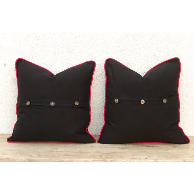 Pair of Ratri Black Dotted Ahir Handloom Pillows For Sale - Image 4 of 5