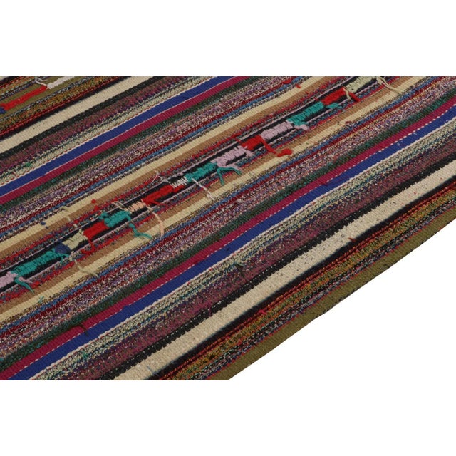 Rug & Kilim 1950s Vintage Chaput Kilim in Multicolor Striped Patterns-5'6x8' For Sale - Image 4 of 6