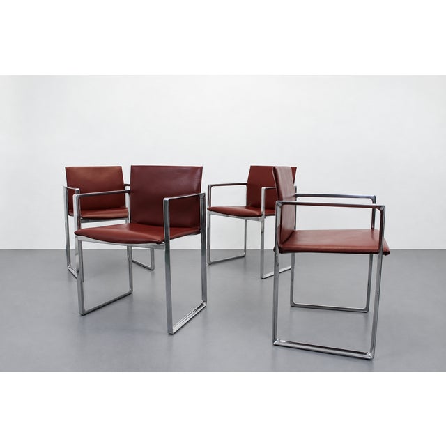 Eve 184 Armchairs in Leather and Steel by Piero Lissoni for Cassina, 2010s, Set of 4 For Sale - Image 12 of 12
