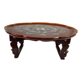 1980s Korean-Lacquered hardwood.Mother of Pearl Inlay- Tea Table For Sale