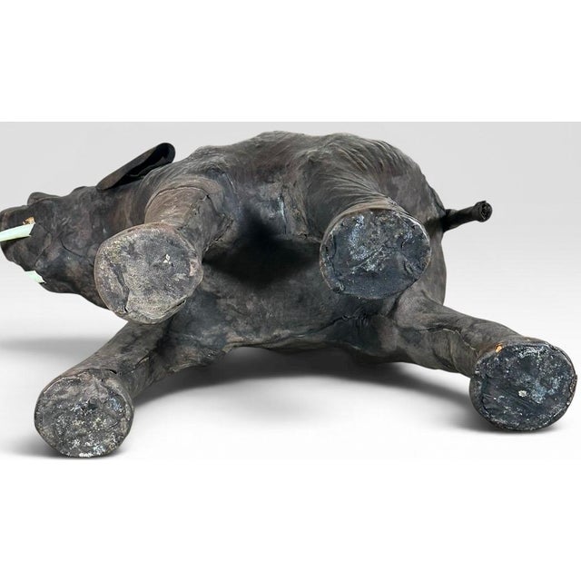 Vintage Mid-Century Leather-Wrapped Elephant Floor Sculpture For Sale - Image 15 of 15