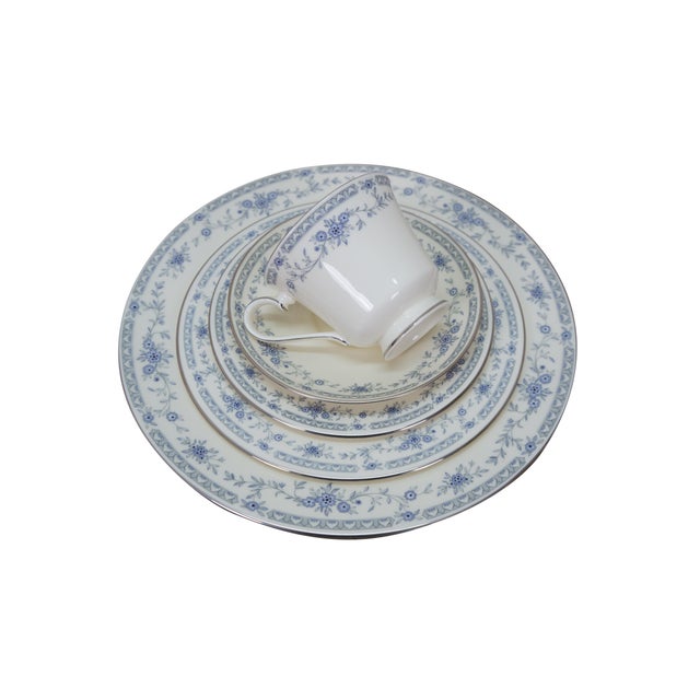 English Late 20th Century 60 Pc Minton Bellemeade Blue Floral Bone China Dinnerware Service for 12 For Sale - Image 3 of 10