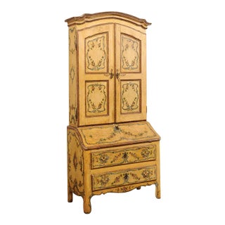 Hand-Painted 18th Century Venetian Tall Secretary Cabinet For Sale