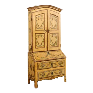 Hand-Painted 18th Century Venetian Tall Secretary Cabinet