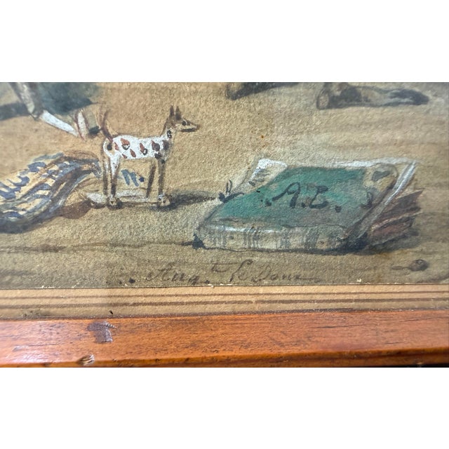 Antique 1800's August L Anthropomorphic Monkeys in a Kitchen Watercolor Painting For Sale In New York - Image 6 of 14