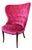 Vintage Magenta Velvet Wingback Slipper Chair Vanity Boudoir Chair 37” H For Sale