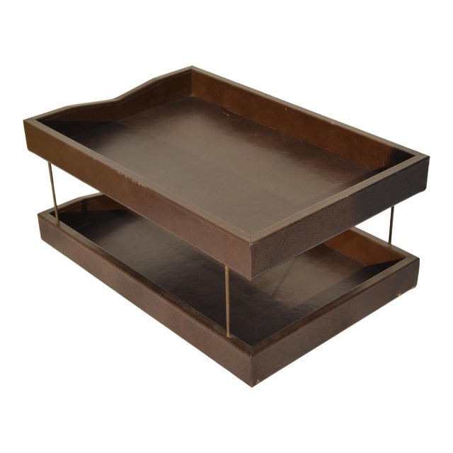 1970s Faux Goat Skin Vinyl Desk Organizer For Sale