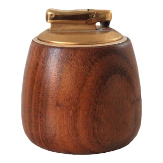1960's Wood and Brass Table Lighter For Sale