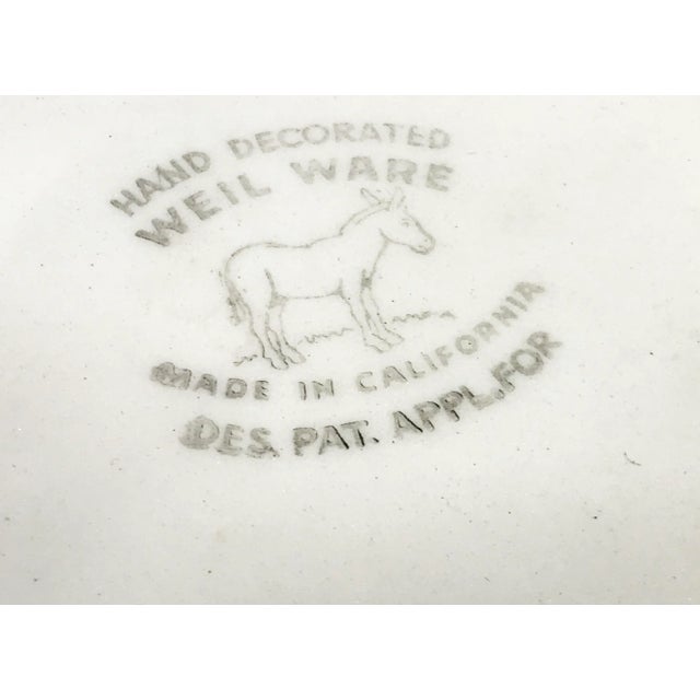 Mid-Century Modern 1940s Arts and Crafts Hand Made Weil Ware Floral Plates - Set of 4 For Sale - Image 3 of 4