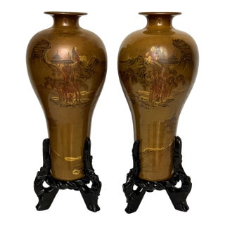 1960s Monumental "Bodiless" Lacquer Vases by Cheng Lung Chi - James Mont Style For Sale