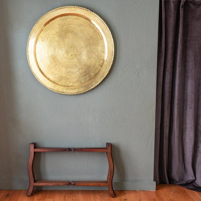 Brass Large Round Brass and Rosewood Tray Table | Coffee Table For Sale - Image 8 of 10