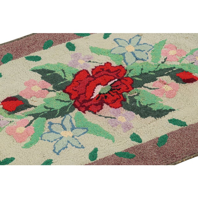Handmade in wool and originating circa 1920-1930, this 2x3 rug is a rare and exciting new curation in Rug & Kilim’s...