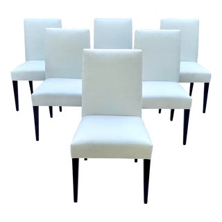 Crate & Barrel Contemporary Upholstered High Back Dining Chairs, Set of 6 For Sale