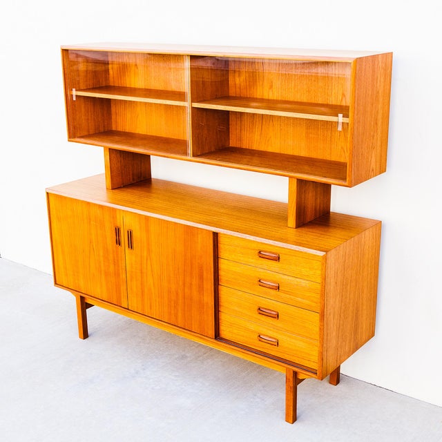 Vintage Danish Modern Teak Sideboard With Hutch For Sale - Image 15 of 15