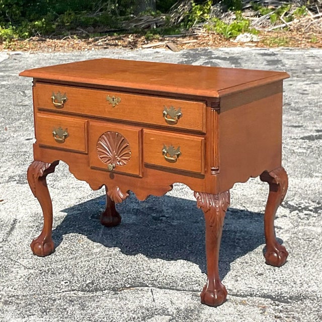 Vintage Chippendale Sunrise Lowboy For Sale In West Palm - Image 6 of 12
