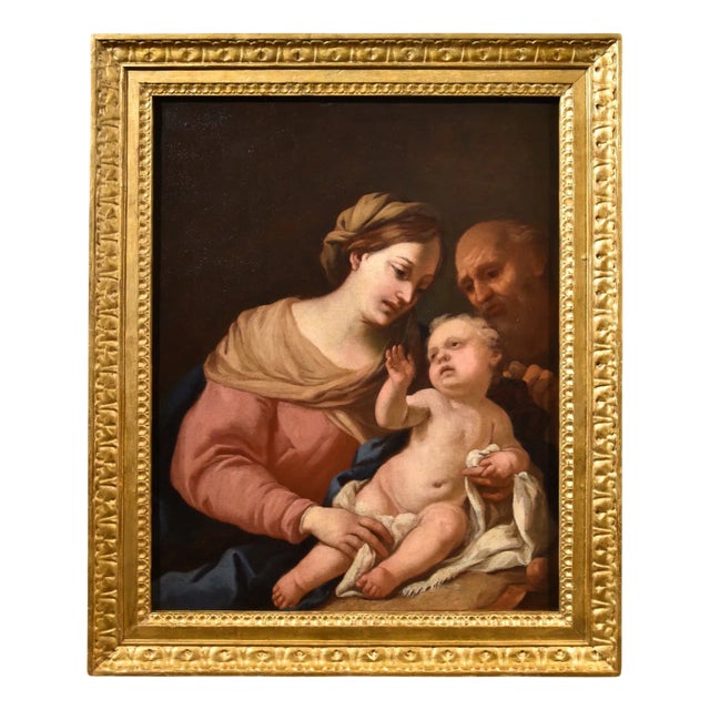 Circle of Domenico Piola, Holy Family, 1660, Oil on Canvas, Framed For Sale